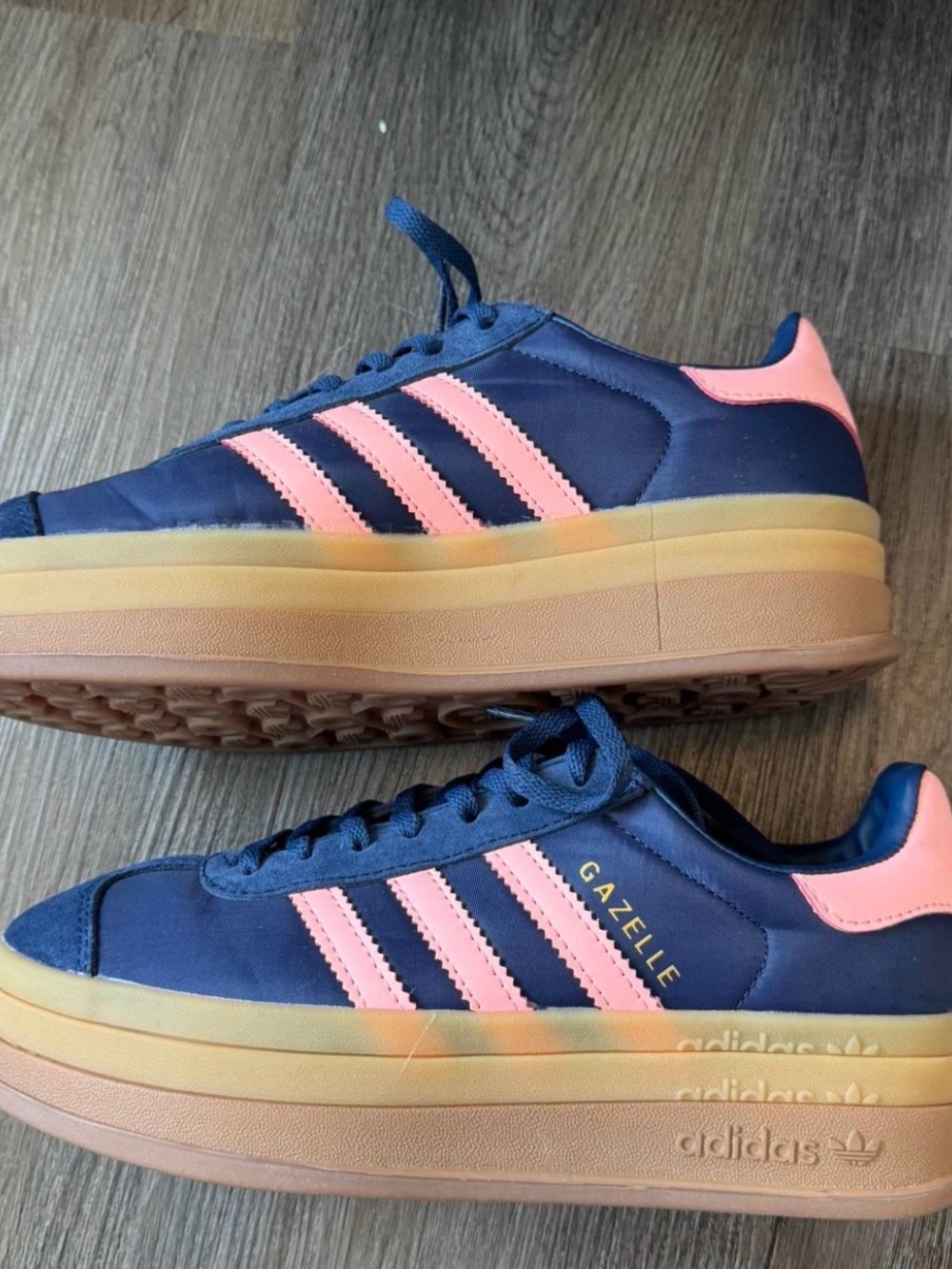 adidas Gazelle Platform Sneakers in Navy and Pink